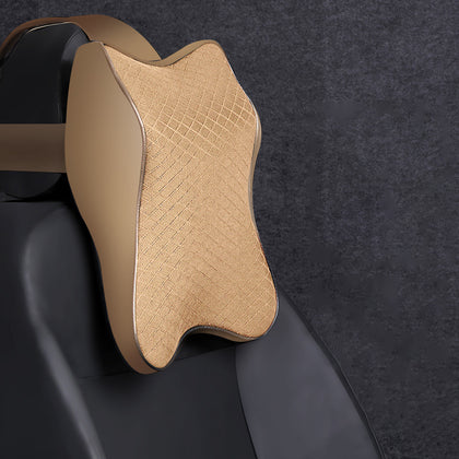 Color: Beige, Size: M, Quantity: 1PC - Car headrest lumbar support neck pillow for car