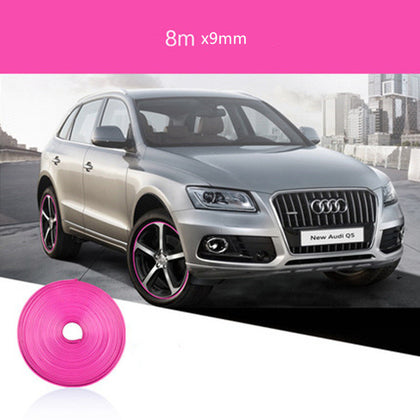 Color: Pink - Rimblades Car Vehicle Color Wheel Rims Protectors Decorative Strip 8M/ Roll