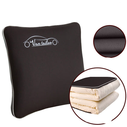 Color: Coffee - Car pillow quilt dual-use thickened nap in winter