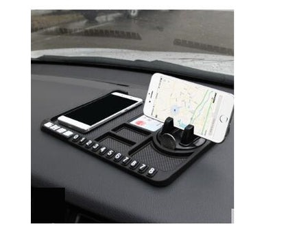 Color: Large Rotating Black Circle - Car mobile phone bracket car anti-skid pad car car navigation device anti-mite pad instrument panel multi-function storage pad