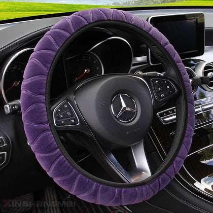 Color: Purple - Car plush steering wheel cover