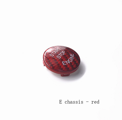 Color: Red E - one button to start decorative stickers carbon fiber