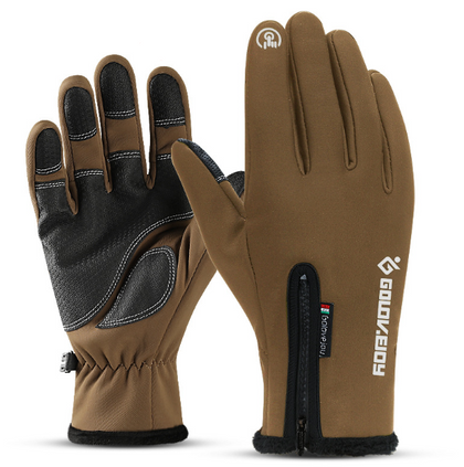 Motorcycle Gloves Thermal Water Resistant Non-slip 2pcs Brown Size: XL