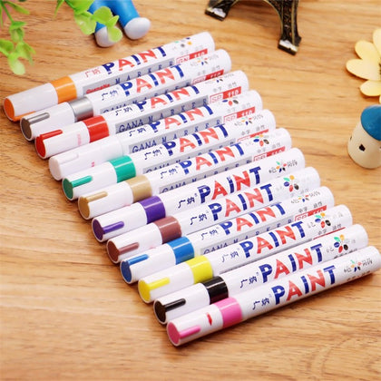 Colorful Waterproof Pen Car Tyre Tire Tread CD Metal Permanent Paint - Refill color: 12pc