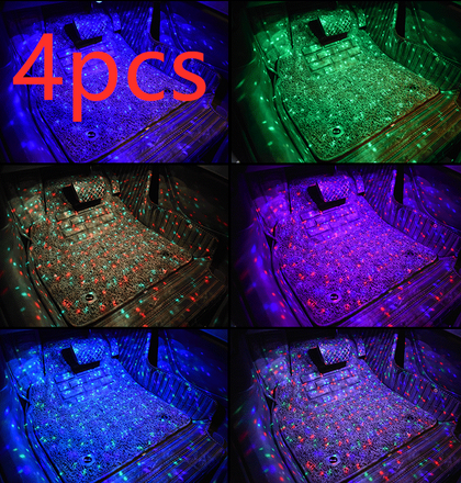 Color: Colorful 4pcs, Style: Intelligent - Car interior modification colorful sound control led decorative atmosphere lamp