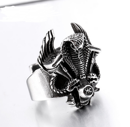 Size: Number 11, Color: Silver - Stainless steel cobra motorcycle ring