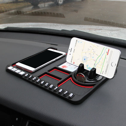 Color: Large revolving red circle - Car mobile phone bracket car anti-skid pad car car navigation device anti-mite pad instrument panel multi-function storage pad
