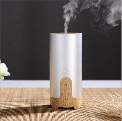 Color: silvery, Product specification: US plug - Car aromatherapy essential oil humidifier diffuser atomizer