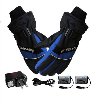 Color: Blue, Size: L, Model: US - Rechargeable USB Hand Warmer Electric Thermal Gloves.