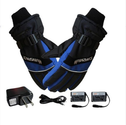 Color: Blue, Size: L, Model: EU - Rechargeable USB Hand Warmer Electric Thermal Gloves.