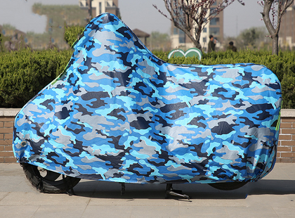 Color: Camouflage blue, Specification: L - Motorcycle cover
