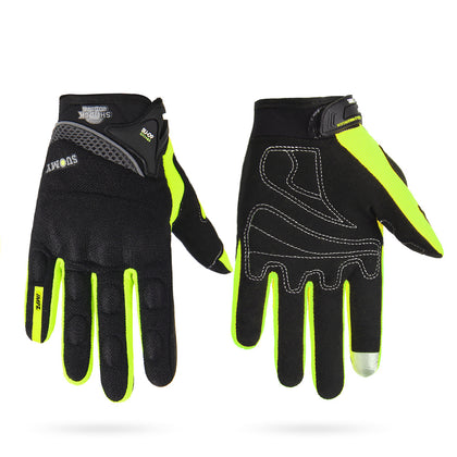 Color: Short green, Size: M - Riding motorcycle full finger gloves