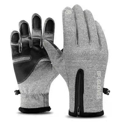 Motorcycle Gloves Thermal Water Resistant Non-slip Gray Size: M