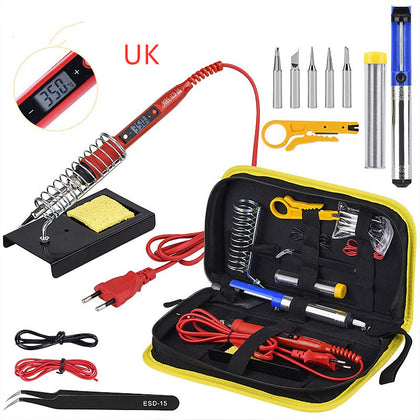 Color: Red, Model: UK - Constant temperature soldering iron Kit