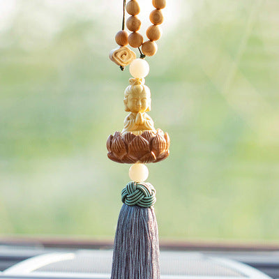 Car Pendant Peach Wood Lotus Ornaments