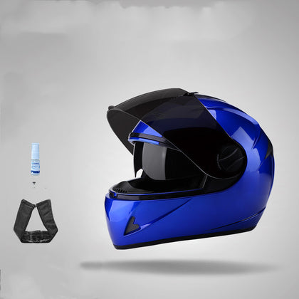 Color: Blue, style: Anti, : fog - Electric Battery Motorcycle Anti-Fog Helmet Full Face Helmet