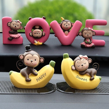 Color: D - Cute Couple Hanging Foot Monkey Doll Ornaments