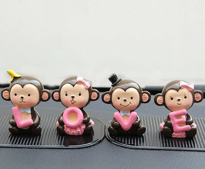 Color: B - Cute Couple Hanging Foot Monkey Doll Ornaments
