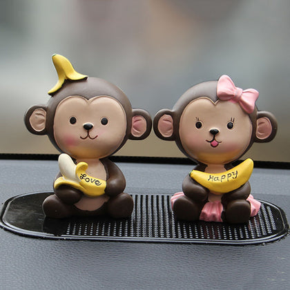 Color: A - Cute Couple Hanging Foot Monkey Doll Ornaments