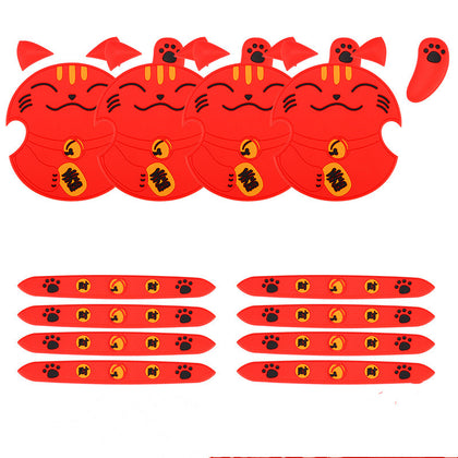 Color: Red, style: B - Car Lucky Cat Door Bowl Handle Handle Sticker