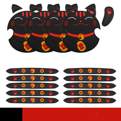 Color: Black, style: A - Car Lucky Cat Door Bowl Handle Handle Sticker