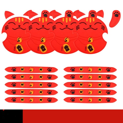 Color: Red, style: A - Car Lucky Cat Door Bowl Handle Handle Sticker