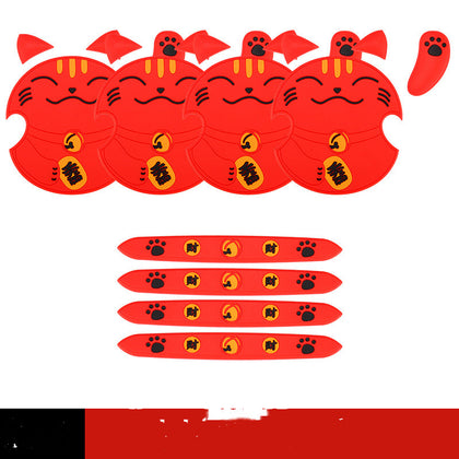 Color: Red, style: C - Car Lucky Cat Door Bowl Handle Handle Sticker