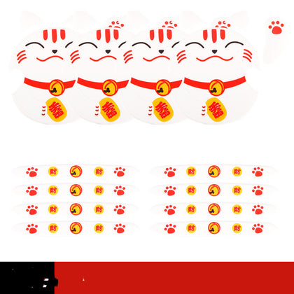 Color: Transparent, style: B - Car Lucky Cat Door Bowl Handle Handle Sticker