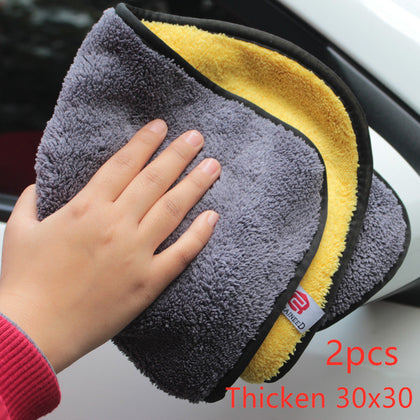 Color: 2pcs Thicken 30x30 - Absorbent double-sided velvet thickened car wash towel