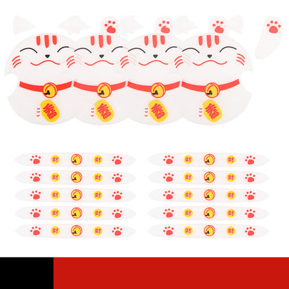 Color: Transparent, style: A - Car Lucky Cat Door Bowl Handle Handle Sticker