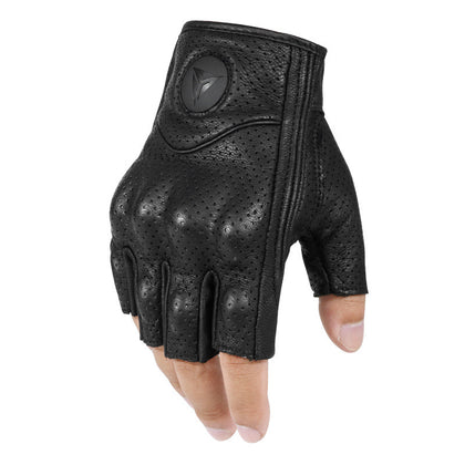 style: A, Size: 2XL - Motorcycle Half-finger Gloves Motorcycle Riding Leather Fingerless Four Seasons Breathable Racing Rider Equipment Male