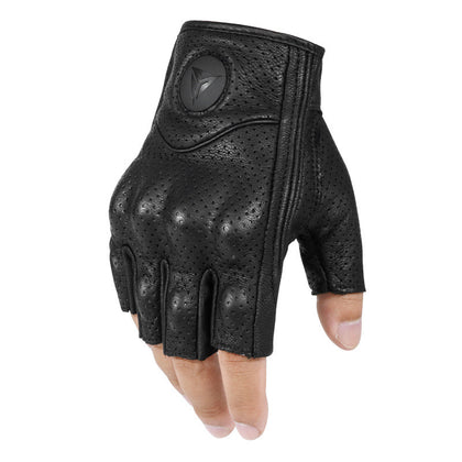 style: A, Size: XL - Motorcycle Half-finger Gloves Motorcycle Riding Leather Fingerless Four Seasons Breathable Racing Rider Equipment Male