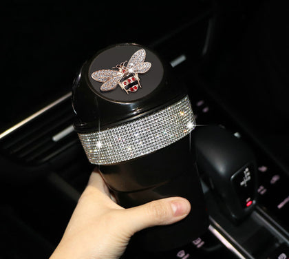 Color: A - Car Trash Can Creative Swan Diamond Car Multi-function Storage Bucket Car Door Slot Water Cup Storage Bucket