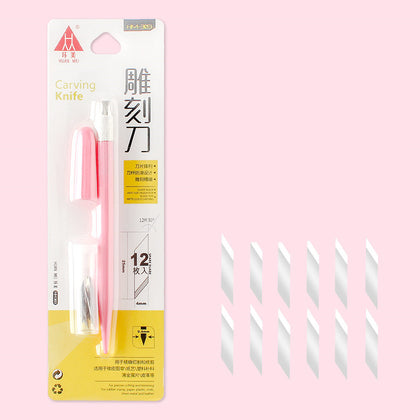Color: Pink - Huanmei Carving Penknife Rubber Stamp Handmade