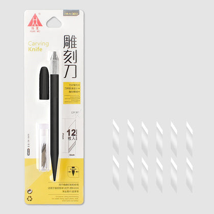 Color: Black - Huanmei Carving Penknife Rubber Stamp Handmade