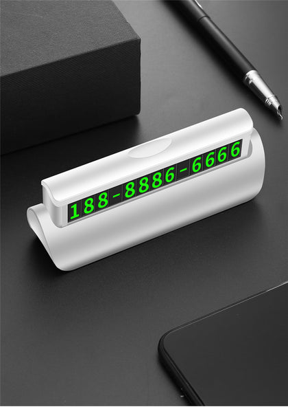Color: White - Temporary Parking SignMobile Phone Number PlateHidden LuminousCreative Car Interior Products