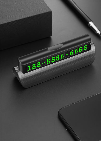 Color: Black - Temporary Parking SignMobile Phone Number PlateHidden LuminousCreative Car Interior Products