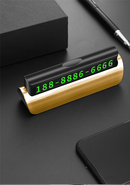 Color: Champagne gold - Temporary Parking SignMobile Phone Number PlateHidden LuminousCreative Car Interior Products