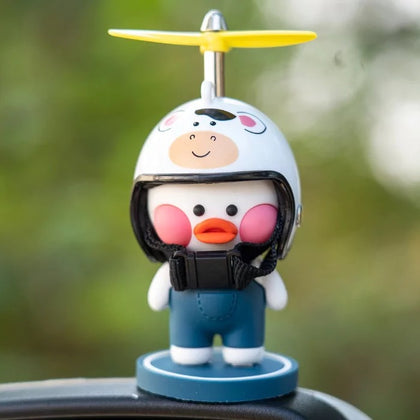 Car Ornaments Motorcycle Cute Car Center Console Accessories Car Cartoon - Color: White duck