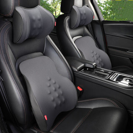 Color: Gray, style: Electric suit - Car Electric Headrest Car Seat Electric Lumbar Cushion Memory Foam Lumbar Support Massage Headrest Lumbar Cushion Set