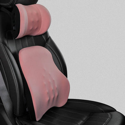 Color: Pink, style: Electric suit - Car Electric Headrest Car Seat Electric Lumbar Cushion Memory Foam Lumbar Support Massage Headrest Lumbar Cushion Set