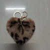 Leopard Print Love Plush Pendant Peach Heart Keychain Car Ornament Accessories Bag Imitation Rex Rabbit Fur Ball