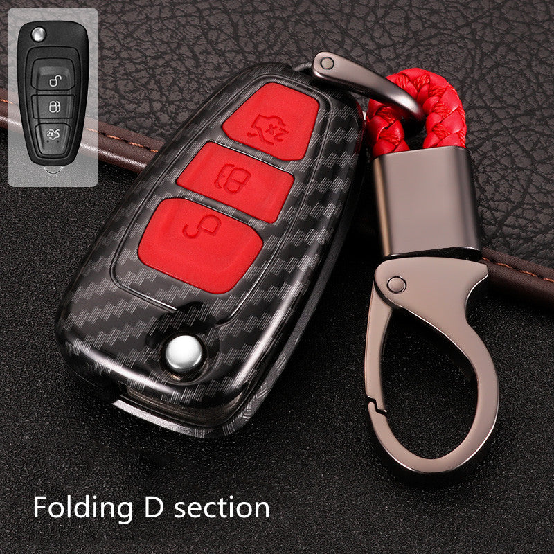 Color: D Carbon Fiber Red - Fox Key Cover 2018 Ford Maverick Wing Bo Car Key Case 15 Models Special Silicone Shell Buckle For Fox