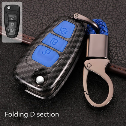 Color: D Carbon Fiber blue - Fox Key Cover 2018 Ford Maverick Wing Bo Car Key Case 15 Models Special Silicone Shell Buckle For Fox