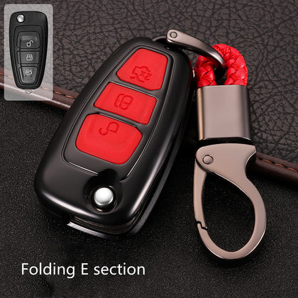 Color: Folding D red - Fox Key Cover 2018 Ford Maverick Wing Bo Car Key Case 15 Models Special Silicone Shell Buckle For Fox
