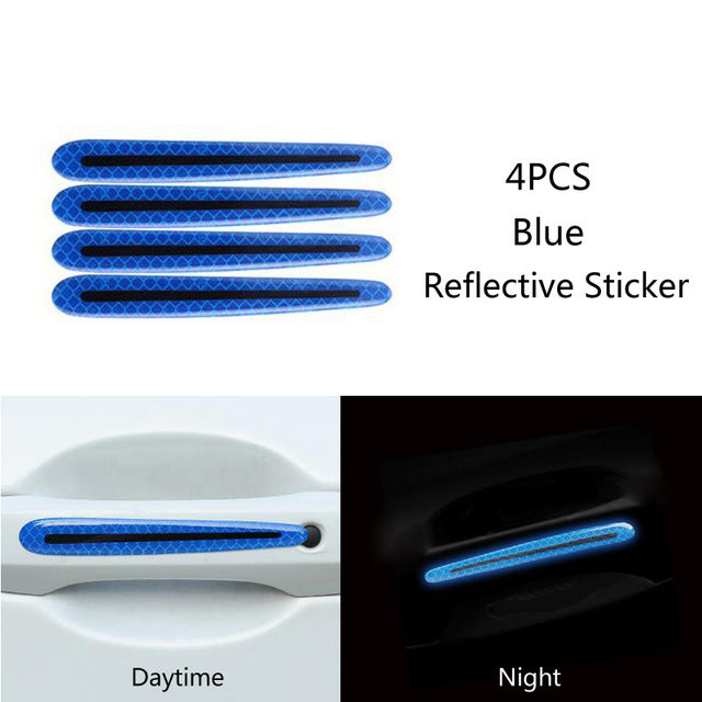 Color: Blue, style: Strip - Carbon fiber handle anti-scratch nail cover car sticker car door handle wrist anti-scratch sticker paint protection film reflective