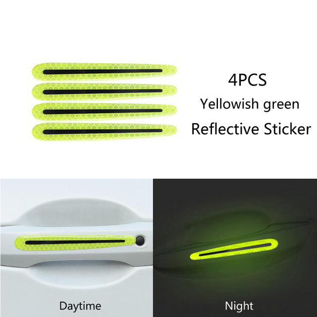 Color: Green, style: Strip - Carbon fiber handle anti-scratch nail cover car sticker car door handle wrist anti-scratch sticker paint protection film reflective