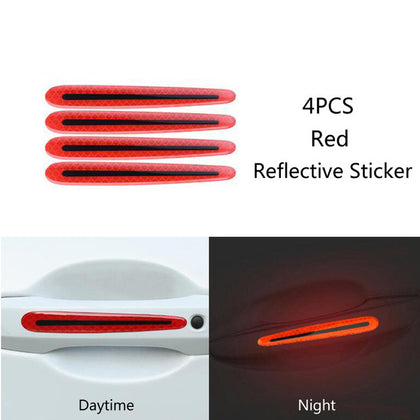 Color: Red, style: Strip - Carbon fiber handle anti-scratch nail cover car sticker car door handle wrist anti-scratch sticker paint protection film reflective