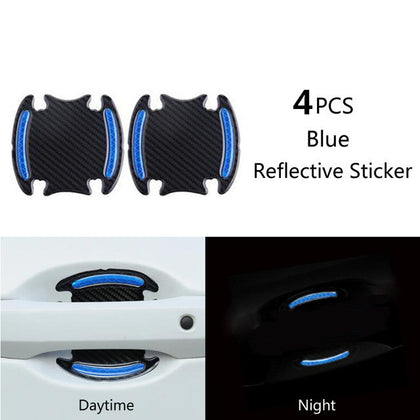 Color: Blue, style: Bat - Carbon fiber handle anti-scratch nail cover car sticker car door handle wrist anti-scratch sticker paint protection film reflective