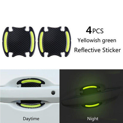 Color: Green, style: Bat - Carbon fiber handle anti-scratch nail cover car sticker car door handle wrist anti-scratch sticker paint protection film reflective